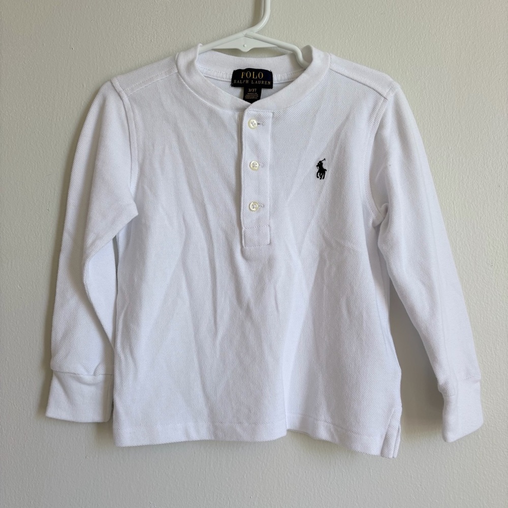 Polo by Ralph Lauren White Long-Sleeve Henley with Navy Pony
